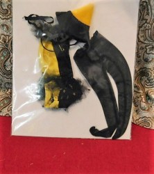 944 BARBIE MASQUERADE COSTUME 1963 64 YELLOW & BLACK ONESIE, BLACK HOSE, HAT